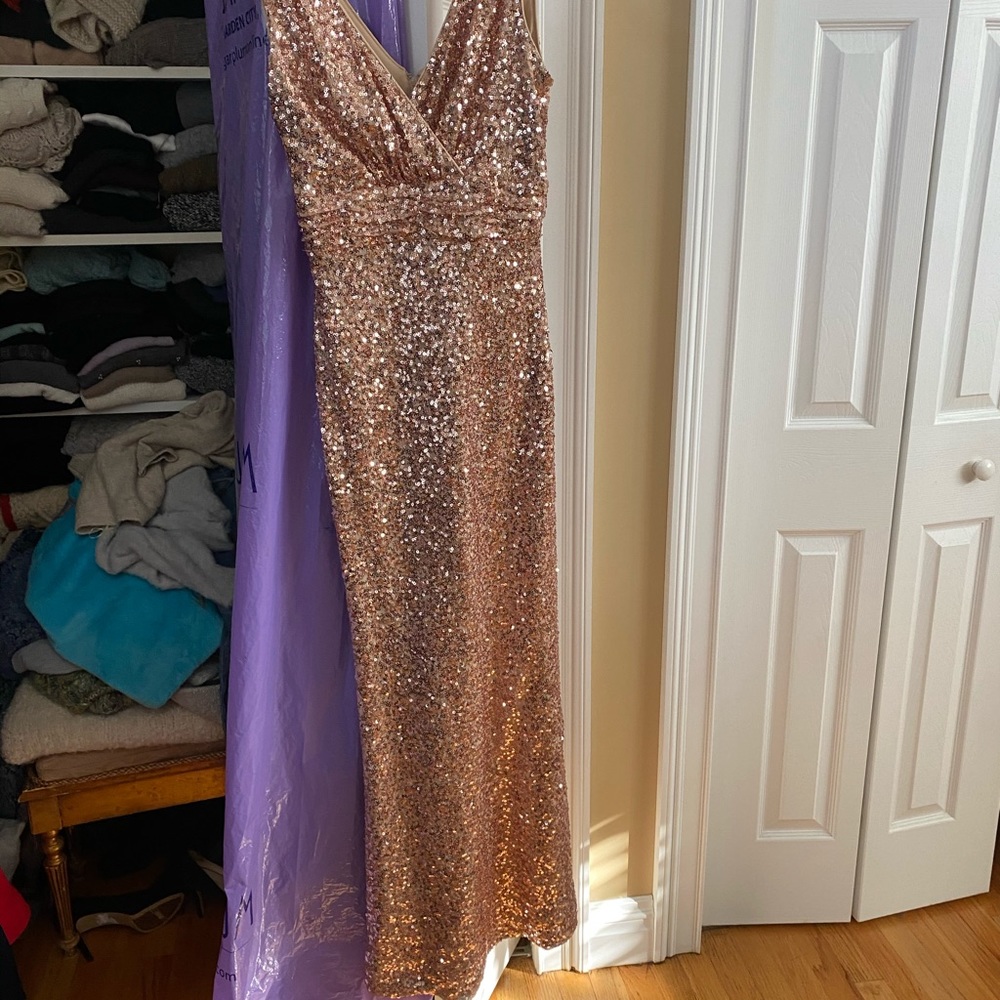 Badgley Mischka Dress Rose Gold Sequin Dress Gem